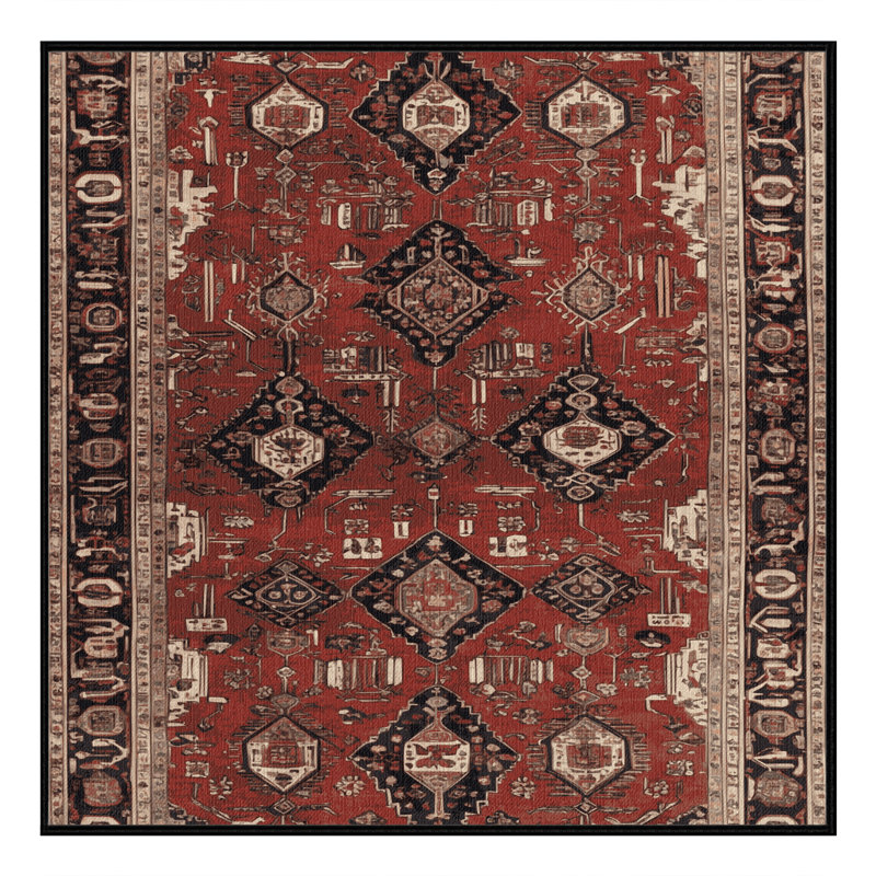 Machine Washable Persian Brown Area Rug, Carré 4 pi