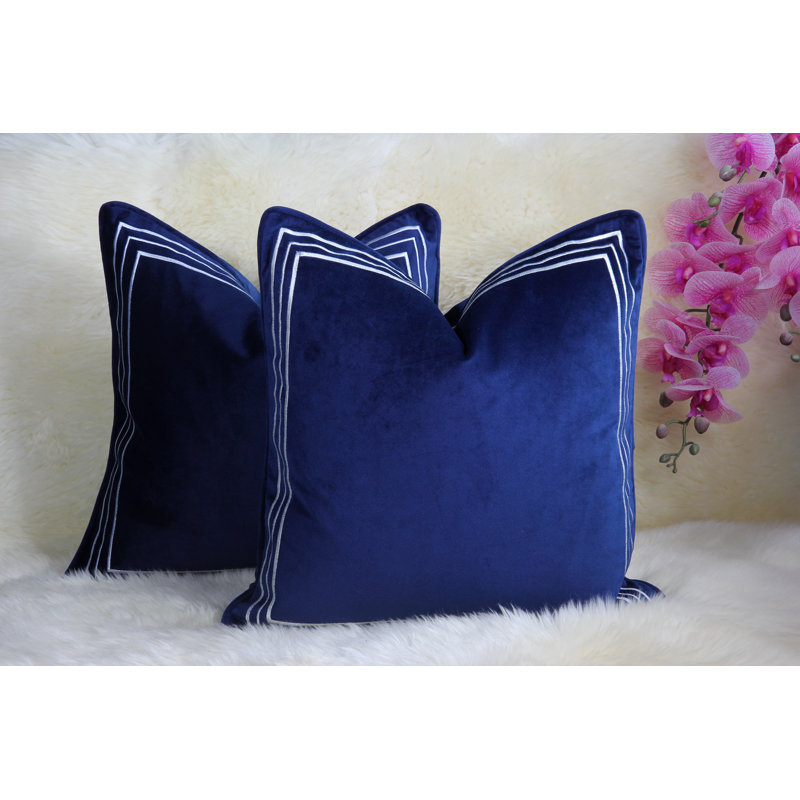Embroidered Velvet Reversible Pillow Cover