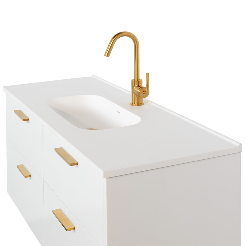 Aquatre 48'' L Bathroom Sink, Matte White, One Centered Hole