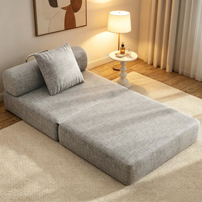 39.2" Folding Sofa Bed, Convertible Sleeper Chair with Pillow, Portable Floor Couch for Small Spaces, Compression Packaging