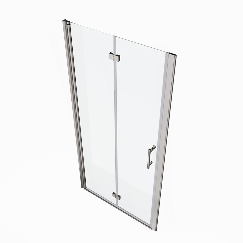 Porte de douche pivotante universelle à ouverture de 1 3/8 po, avec ouverture extérieure, avec finition en verre trempé de 1/4 po