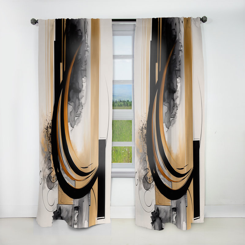 Gold Touch Art Deco II - Modern Velvet Curtain - Room Darkening - 1 panel, 52" W x 63" L