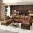 Modular Sectional Sofa With Storage, Modern Brown Faux Leather, Reversible Chaise, U Shaped Couch For Living Room, Waterproof & Easy Clean, 6 Seats With 2 Ottomans