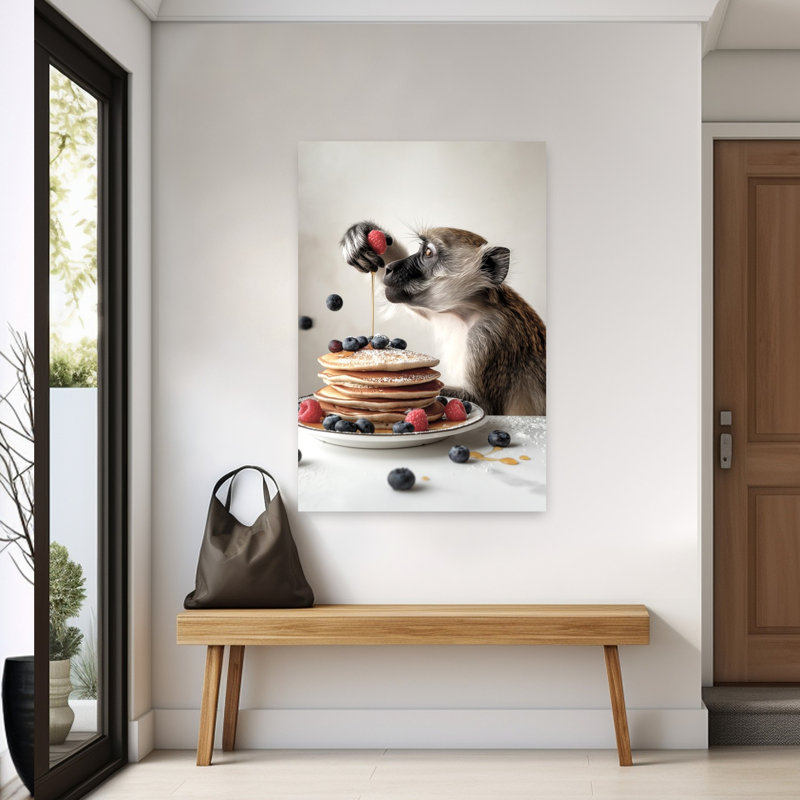 Monkey'S Sweet Breakfast Contemporary Monkey Wall Art Print, 152.4cm H x 101.6cm W