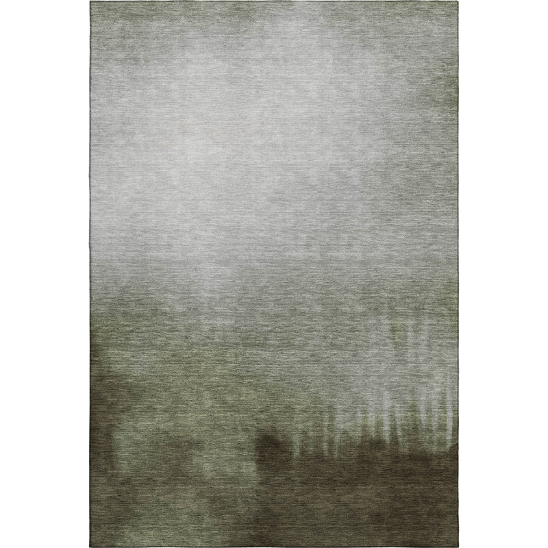 Premium Machine Washable Mayfield AMF2420 Ombre Rug, Celery, 10' x 14'
