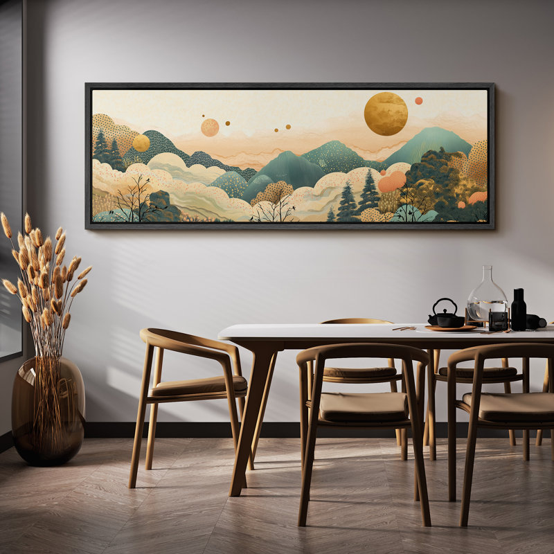«Mountains Forest Illusion», art mural abstrait paysage, impression numérique sur toile giclée sur toile, H 20 po x l 60 po