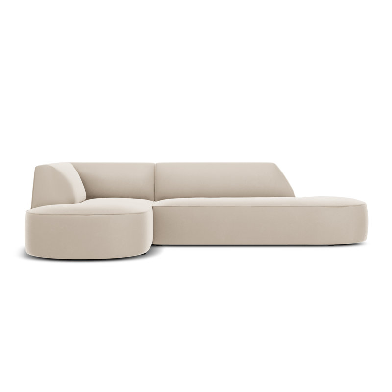 Adoraim 4 Seater Velvet Sofa & Chaise, Beige, Left Hand Facing