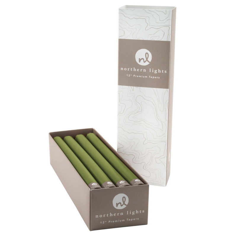 Northern Lights Unscented Taper Candle, Light Green
