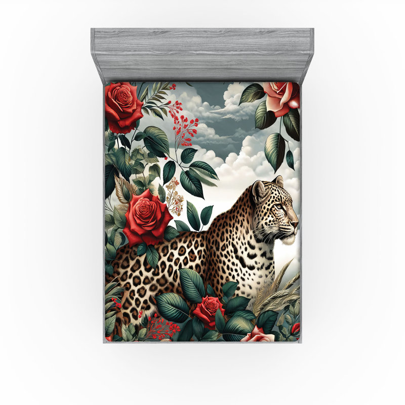 Microfiber Floral Fitted Sheet, King Fitted Sheet