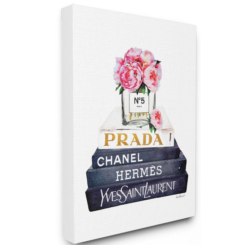 « styleing designer fleurs bookstack blue gold », peinture, Toile tendue, H 20 po x l 16 po x P 1,5 po