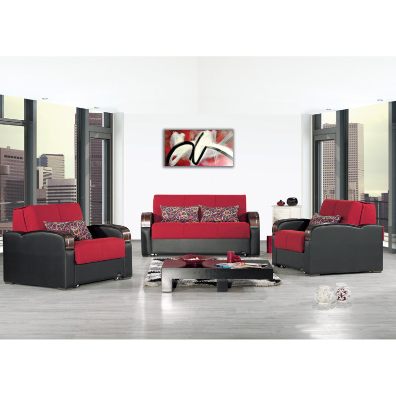 Causeuse convertible avec rangement Primenest, Rouge