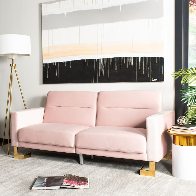 Hayasdan Full / Double Upholstered Futon, Blush/Brass