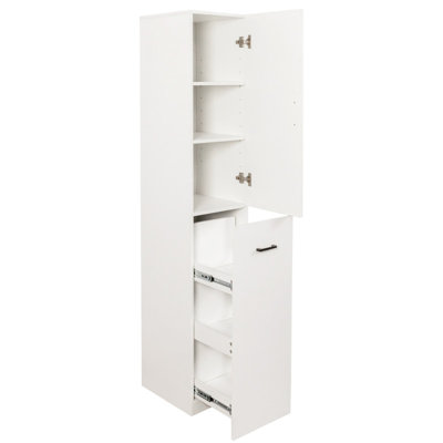 70.87" H Modern White Pantry Cabinet with 3-Tier Pull-Out Shelf & Adjustable Shelves for Kitchen, Living Room