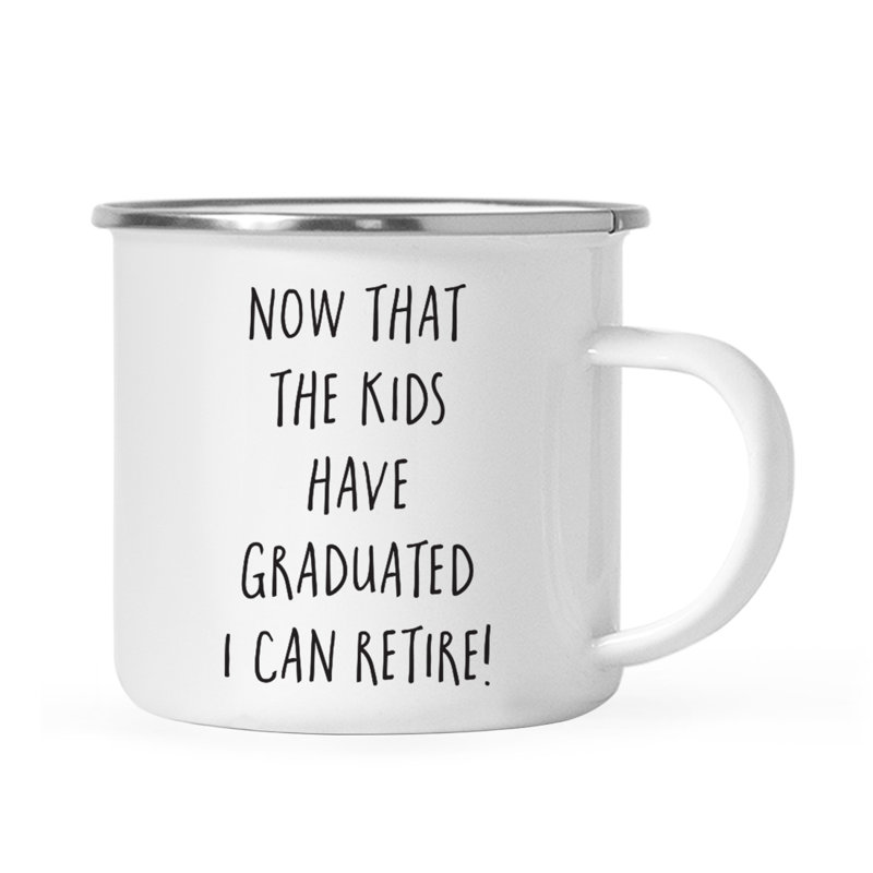 11 oz. Cadeau de tasse à café en acier inoxydable Graduation, maintenant que les enfants ont obtenu leur diplôme - I Can Retire!, Paquet de 1, boîte incluse