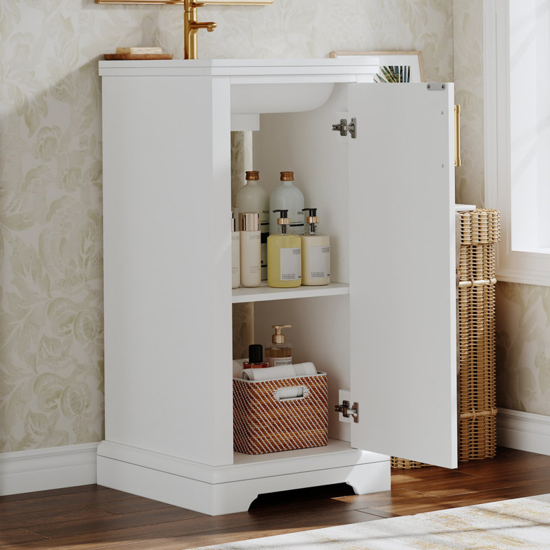 Meuble-lavabo simple 16 po avec plateau en céramique Abraham
