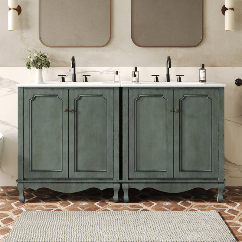 Ensemble de meuble-lavabo double 60 po, Sarcelle