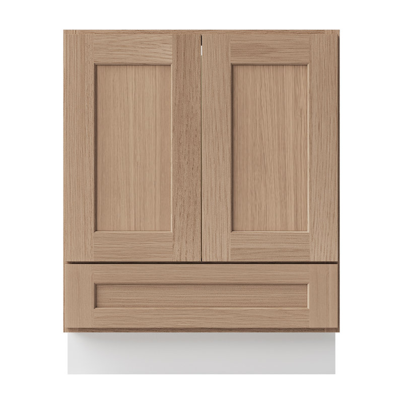 Armoire de salle de bain en bois massif prêt à assembler avec comptoir Shaker - comptoir non inclus, Chêne Redondo