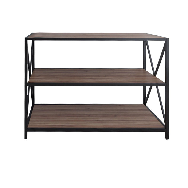 Modern Industrial Sideboard, Walnut & Black, 37.0 x 15.7 x 25.6 inches | 100% Melamine Coated Particle Board & Metal Frame | Stylish Storage Solution for Living Room, Dining Room & Office | Durable & Elegant Design
