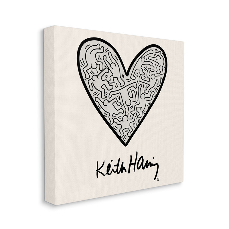 «Keith Haring People Inside Heart» par Ros Ruseva - impression, Plaque murale, L 36 po x L 36 po