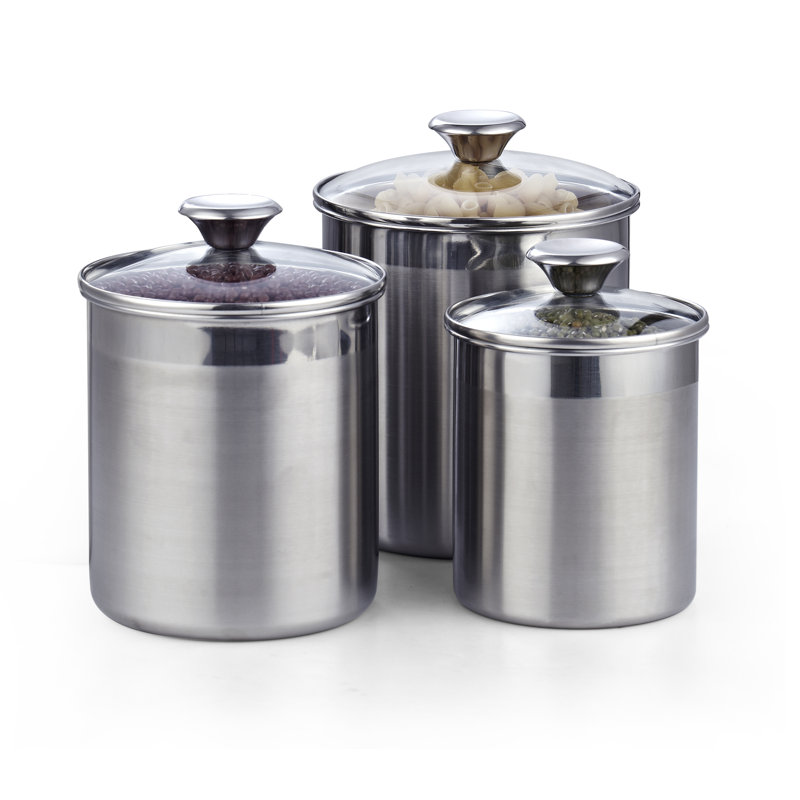 Ensemble de 3 petits pots de rangement en acier inoxydable Cooks, Petit 3 pièces 7,6 pintes