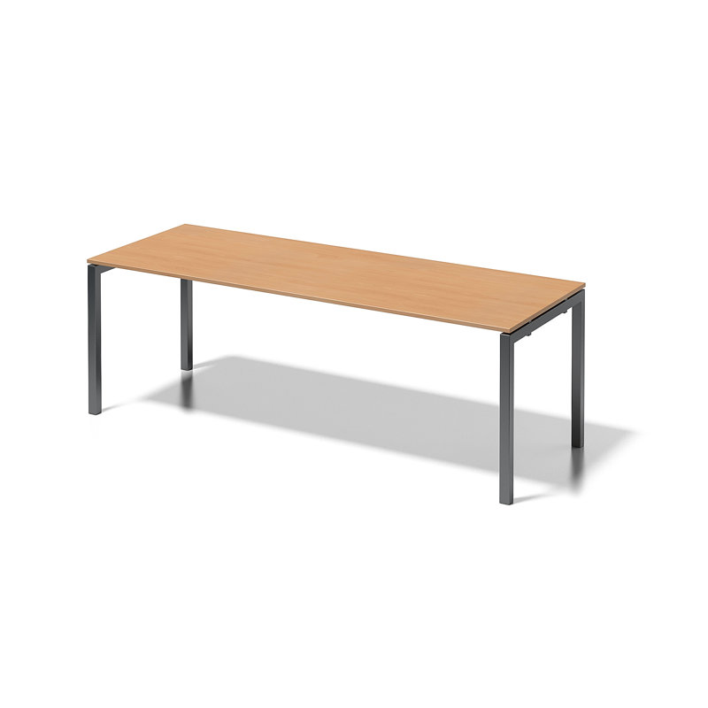 Cito Metal Base Writing Desk, Light brown/Grey, 74cm H x 220cm W x 80cm D