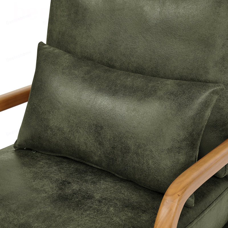 Chaise longue en bois, Polyester - vert olive