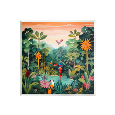 Bb-244-Wood " Parrots & Tropical Pond "