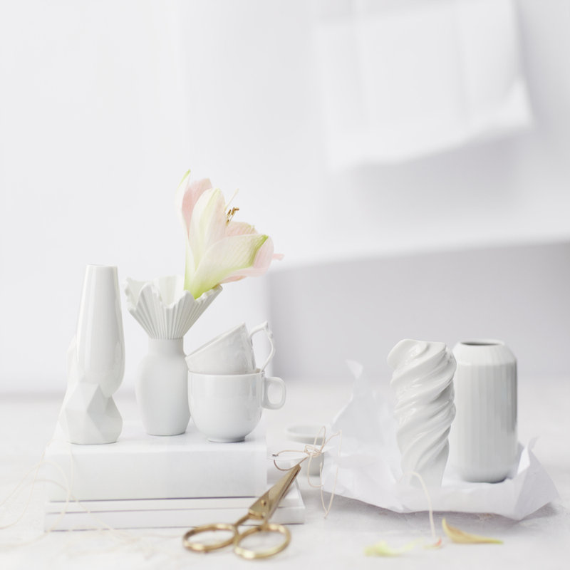 Miniature Porcelain China Table Vase, 3.5", White Matte