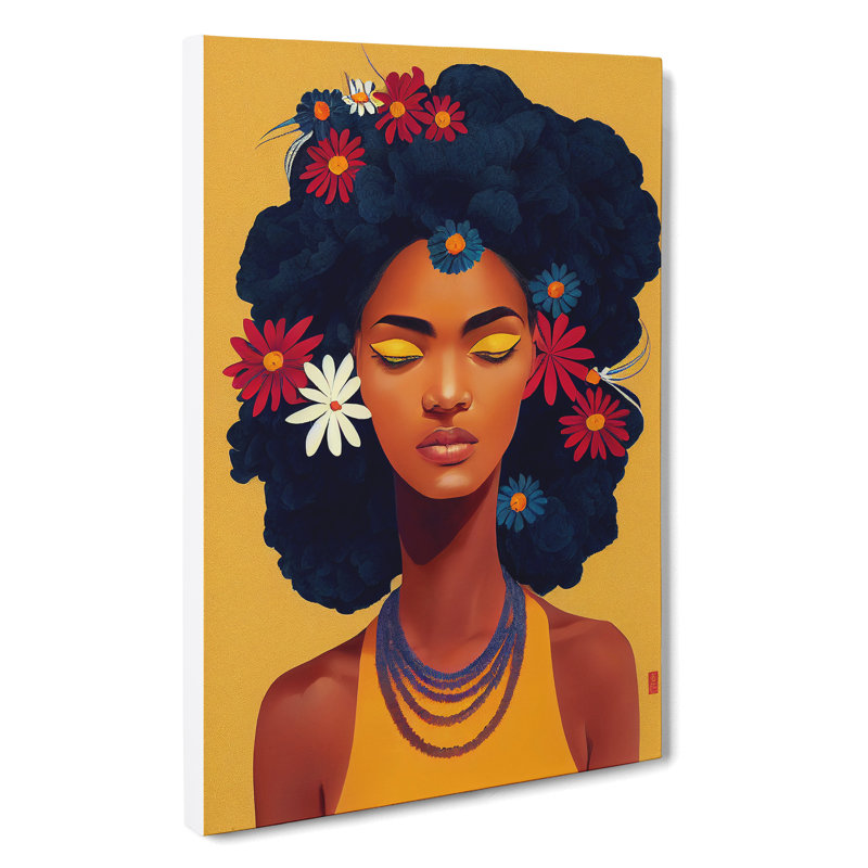 Woman With Flowers In Her Hair - Wrapped Canvas Print, 50cm H x 35cm W x 3cm D