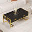 Table basse moderne moderne noire avec 4 tiroirs et base dorée de 47,3 po
