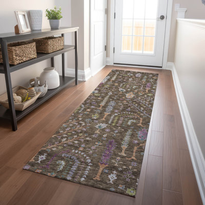 Machine Washable Indoor/Outdoor Cicel ACN1152 Brown Rug