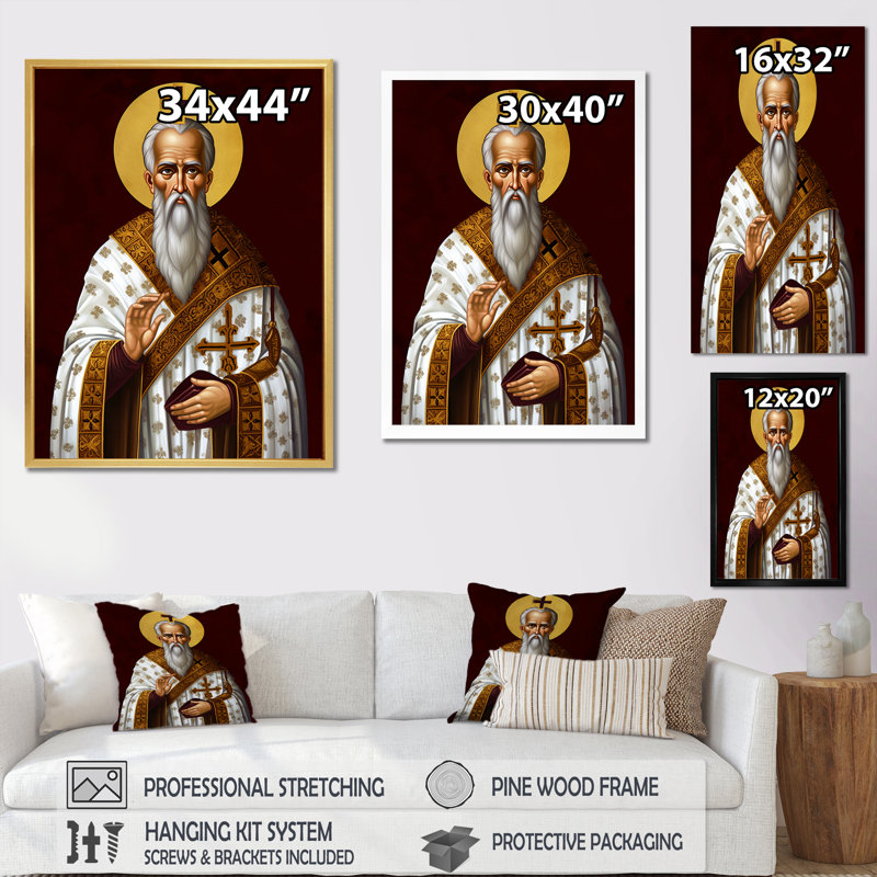 Prêtre doré III sur toile, H 20 po x l 12 po x P 1 po, Toile tendue