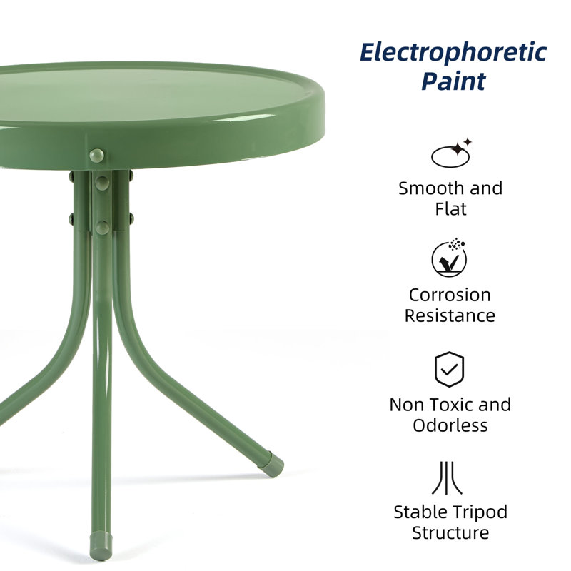 3-Piece Outdoor Bistro Set,Anti-Rust Metal Patio Table & 2 Foldable Chairs, 350lb Capacity, Waterproof Patio Dining Set for Balcony, Porch and Lawn,Green