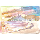 Sunset At Praia De Ipanema Rio De Janeiro Brazil Print by Martina Bleichner
