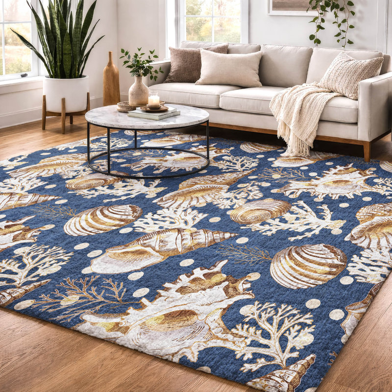 Tapis à poil long de qualité supérieure lavable à la machine Dream ADS185, Bleu, 3 pi x 5 pi