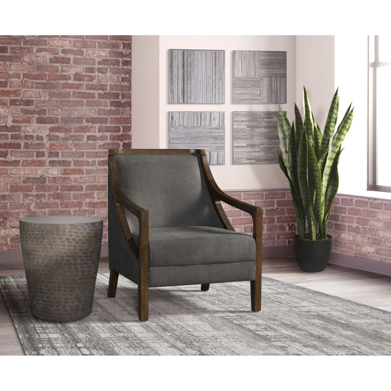 Fauteuil en polyester 28 po, Brun, Lin gris charbon