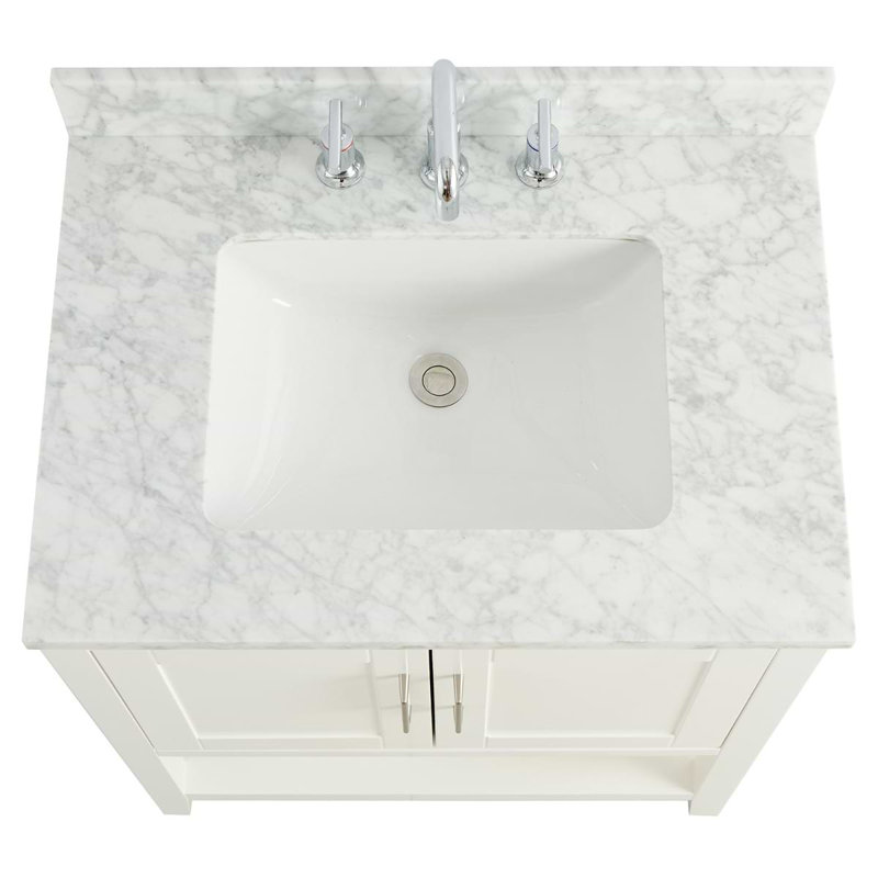 Sheraton 24" Freestanding Standard Single Bathroom Vanity with Top, Brushed Nickel, White