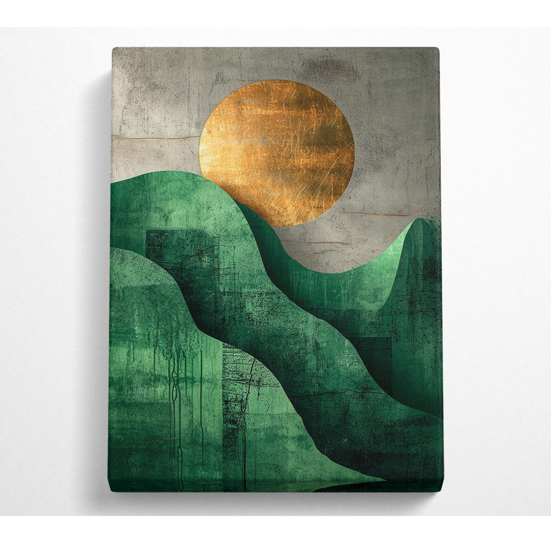 Green Mountains Gold Sun - Kunstdrucke auf Leinwand ohne Rahmen