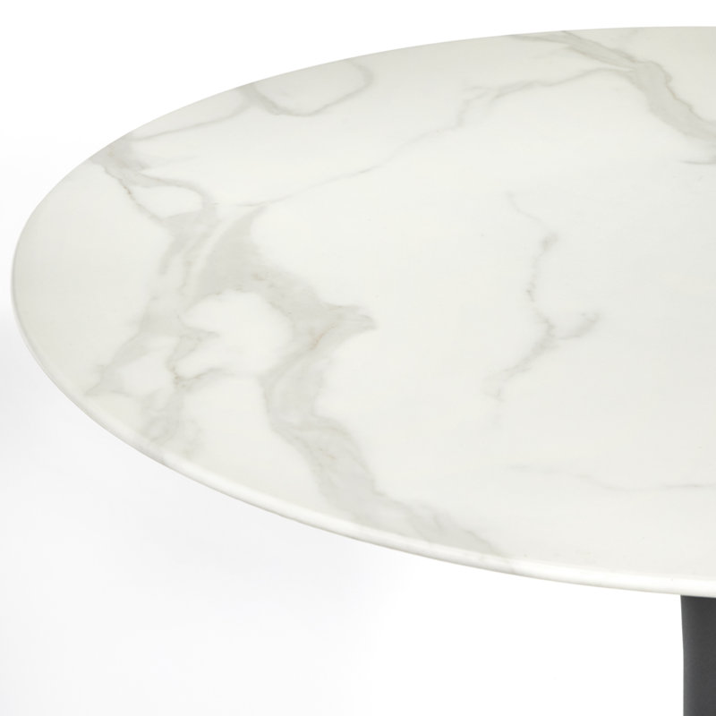 Cambon Round Metal Base Dining Table, Gray/Black