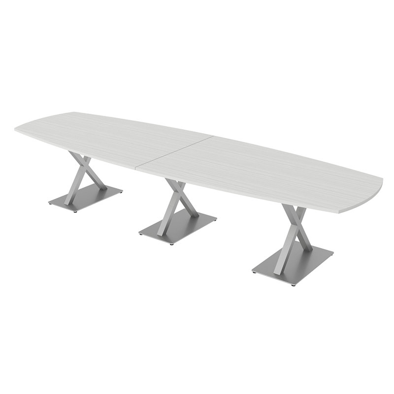 Table de conférence Pavert, Cyprès blanc, Argent, H 30 po x l 144 po x P 48 po