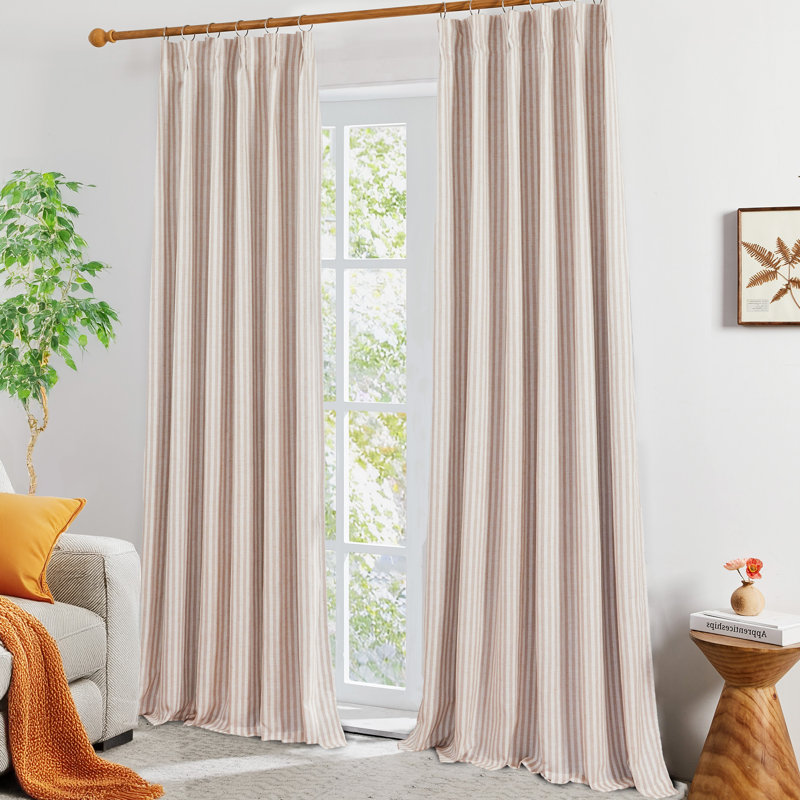 Modern Vertical Stripes Blackout Curtains (Set of 2), Taupe, 39" W x 108" L