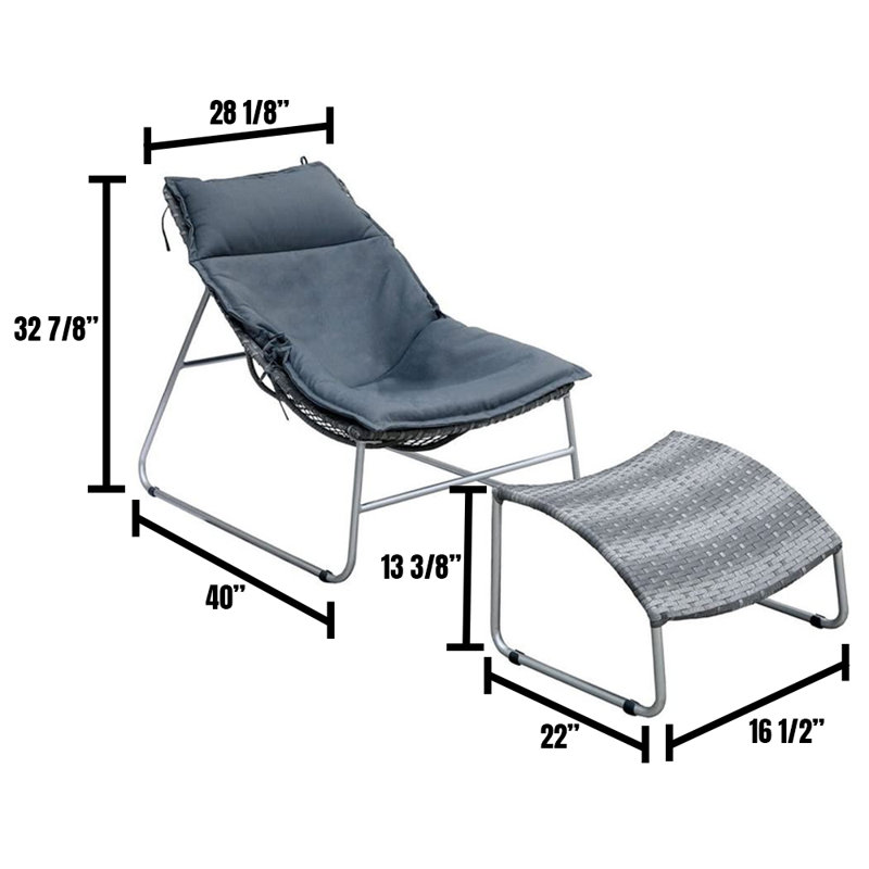 Metal Outdoor Lounge Chair with Ottoman