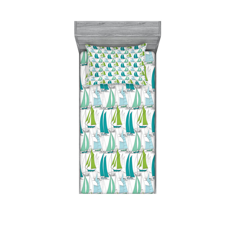 Multicolore ensemble de draps-housses et taies décoratives Ambesonne, Ensemble de draps pour lit simple avec deux taies 