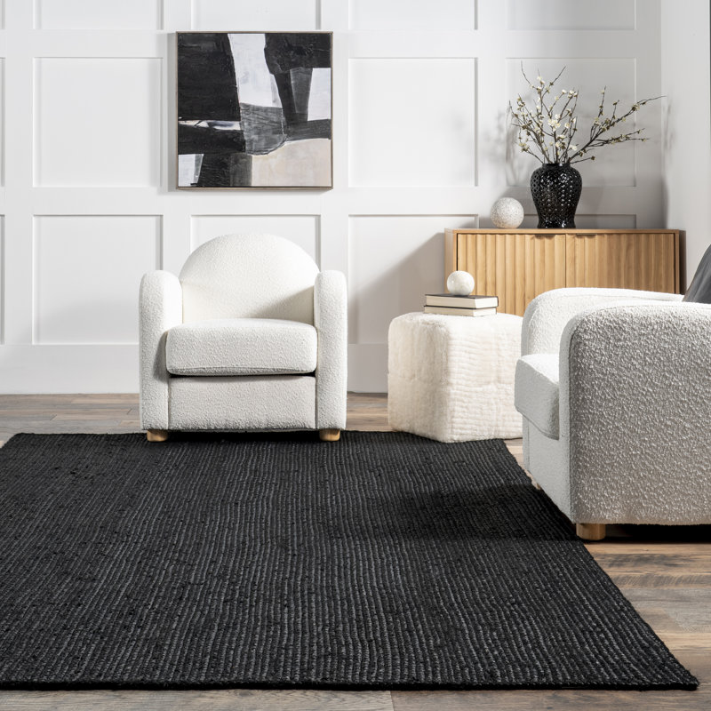 Tapis tressé à la main en jute, Rectangle 7 pi 6 po x 9 pi 6 po