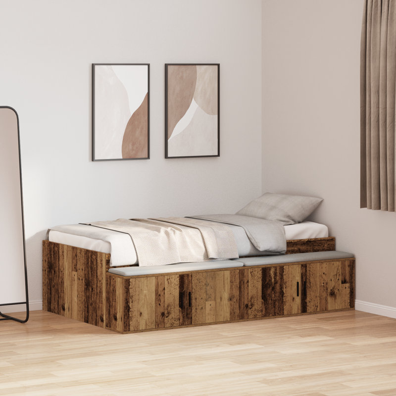 Vidaxl Storage Bed Frame, Old Wood, Small Single (2'6)