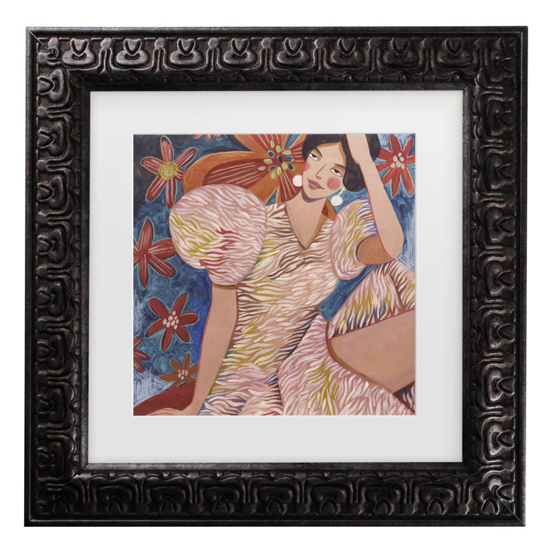 Caroline Bonne Muller Woman Striped Dress Matted Framed Art
