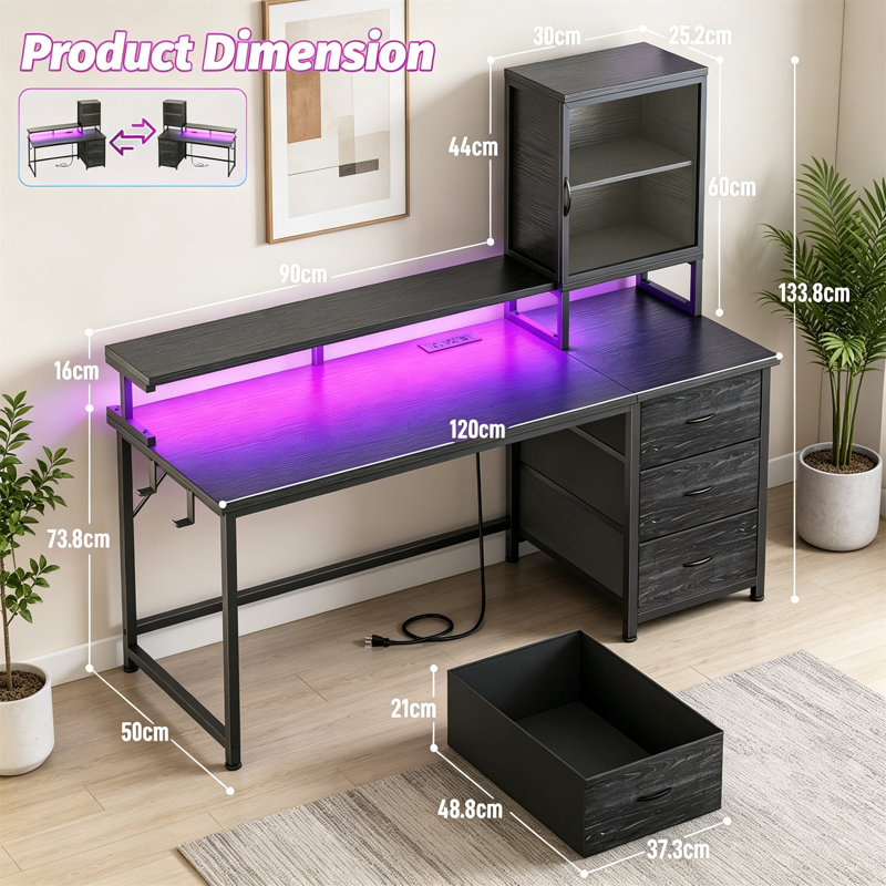 Metal Base Computer Desk, Black