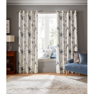 PALLINGTON BLOOM SMOKE BLUE B/OUT EYELET CURTAIN
