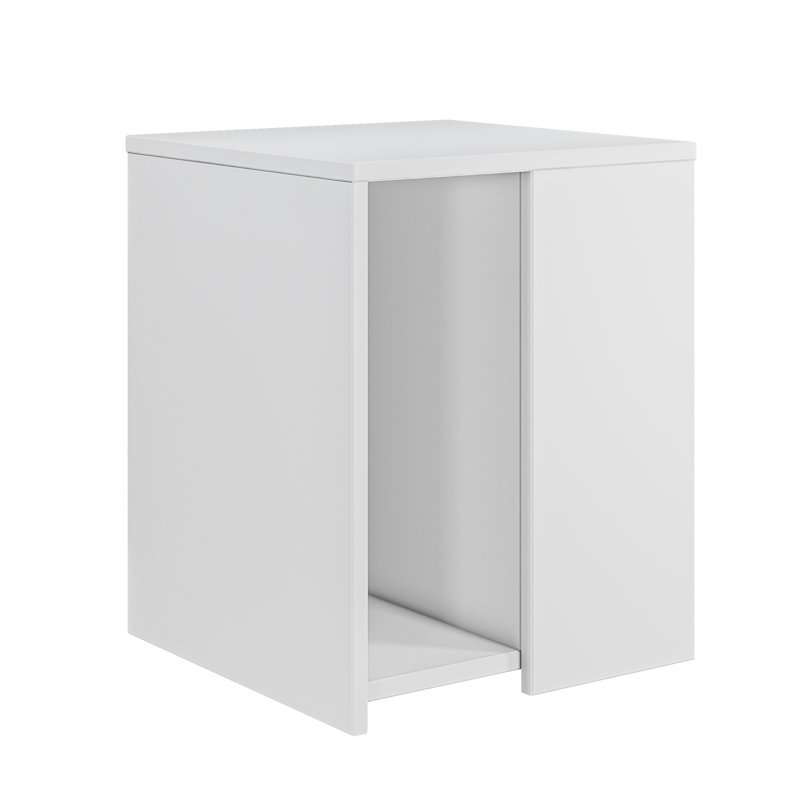 Pedestal End Table, White