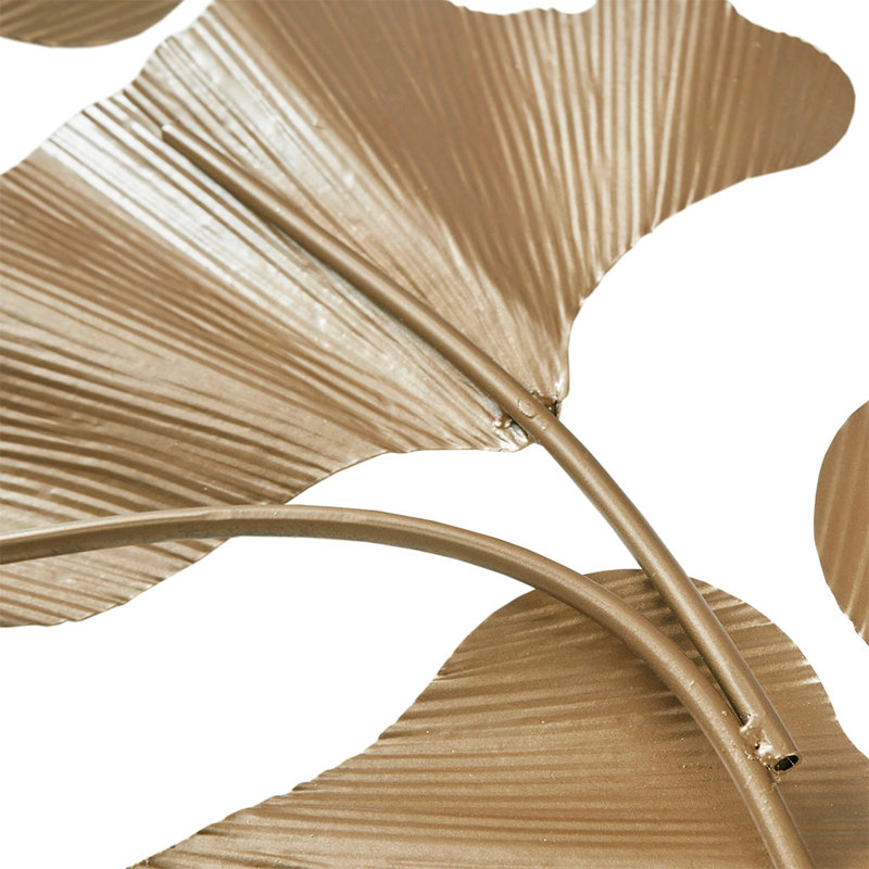 Décoration murale feuille d'or en métal feuille de ginkgo